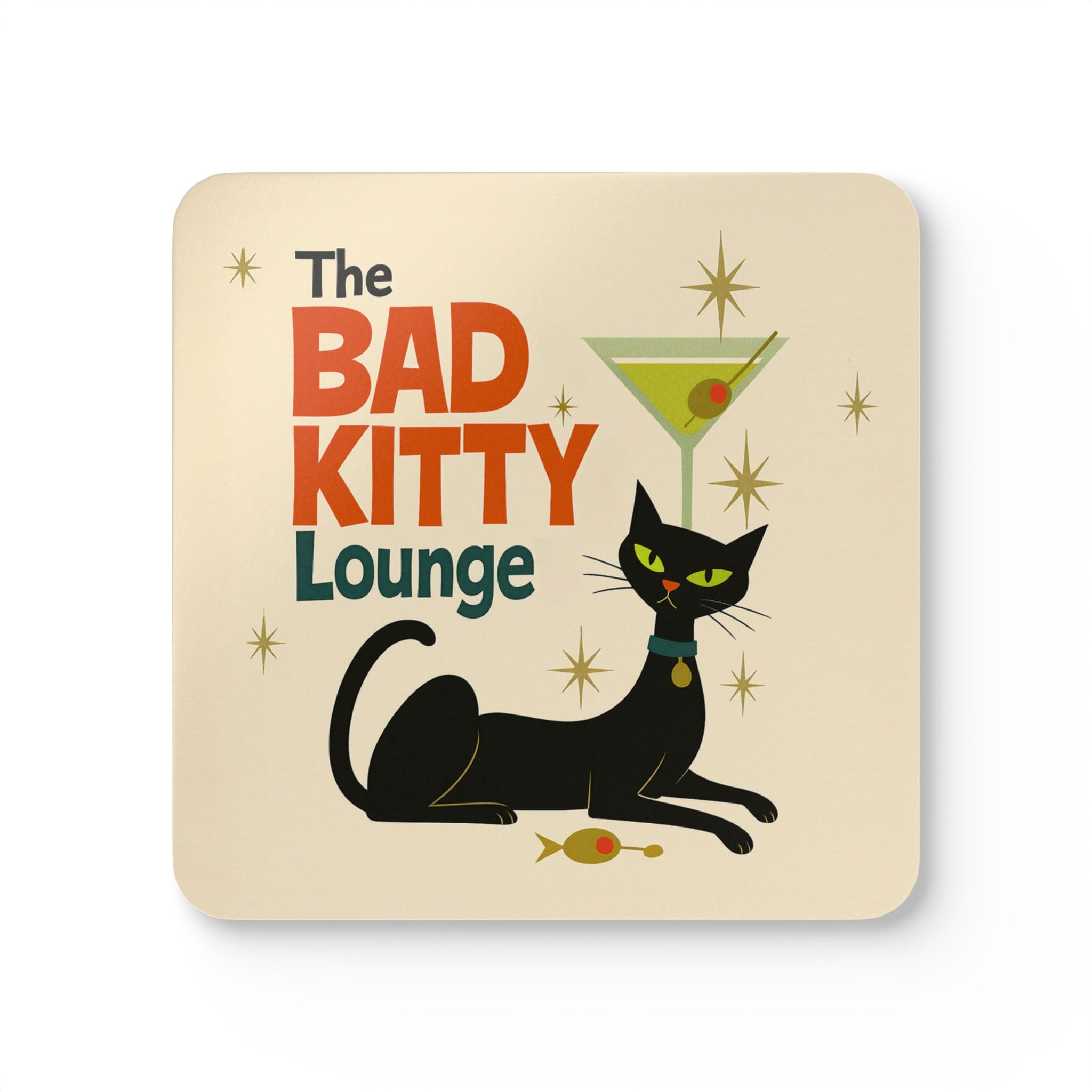 Cat Coaster Set, Retro Coaster, Home Bar Decor, Drink Coasters, Bad Kitty,Cat Lover Gift, Vintage Style Coasters